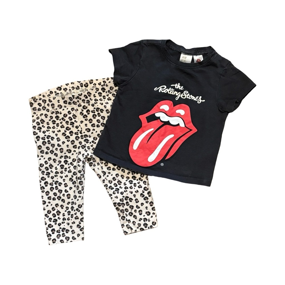 H&M Rolling Stones Trendy Matching Baby Set Rock Music Fun Graphic Sz 6 months